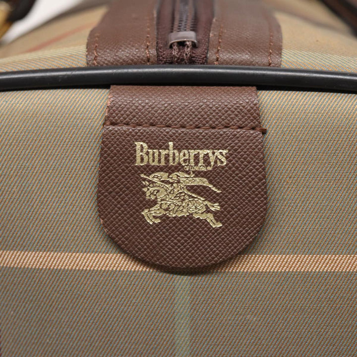 BurberrySs Nova Check Boston Bag Canvas Beige Auth bs15740