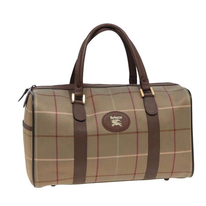 BurberrySs Nova Check Boston Bag Canvas Beige Auth bs15740