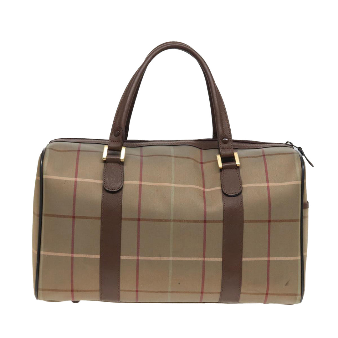 BurberrySs Nova Check Boston Bag Canvas Beige Auth bs15740