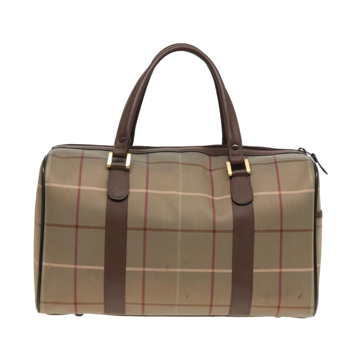 BurberrySs Nova Check Boston Bag Canvas Beige Auth bs15740