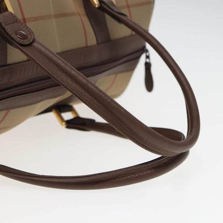 BurberrySs Nova Check Boston Bag Canvas Beige Auth bs15740