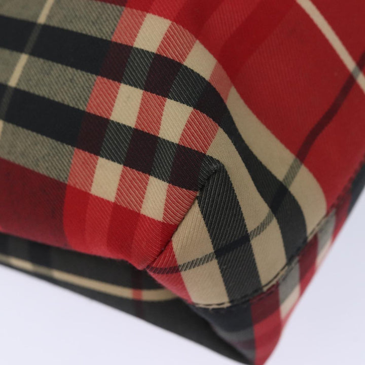 Burberry Nova Check Hand Bag Canvas Red Auth bs15741