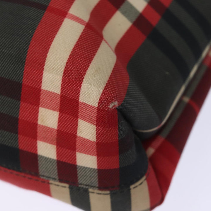 Burberry Nova Check Hand Bag Canvas Red Auth bs15741