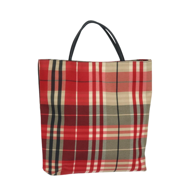 Burberry Nova Check Hand Bag Canvas Red Auth bs15741