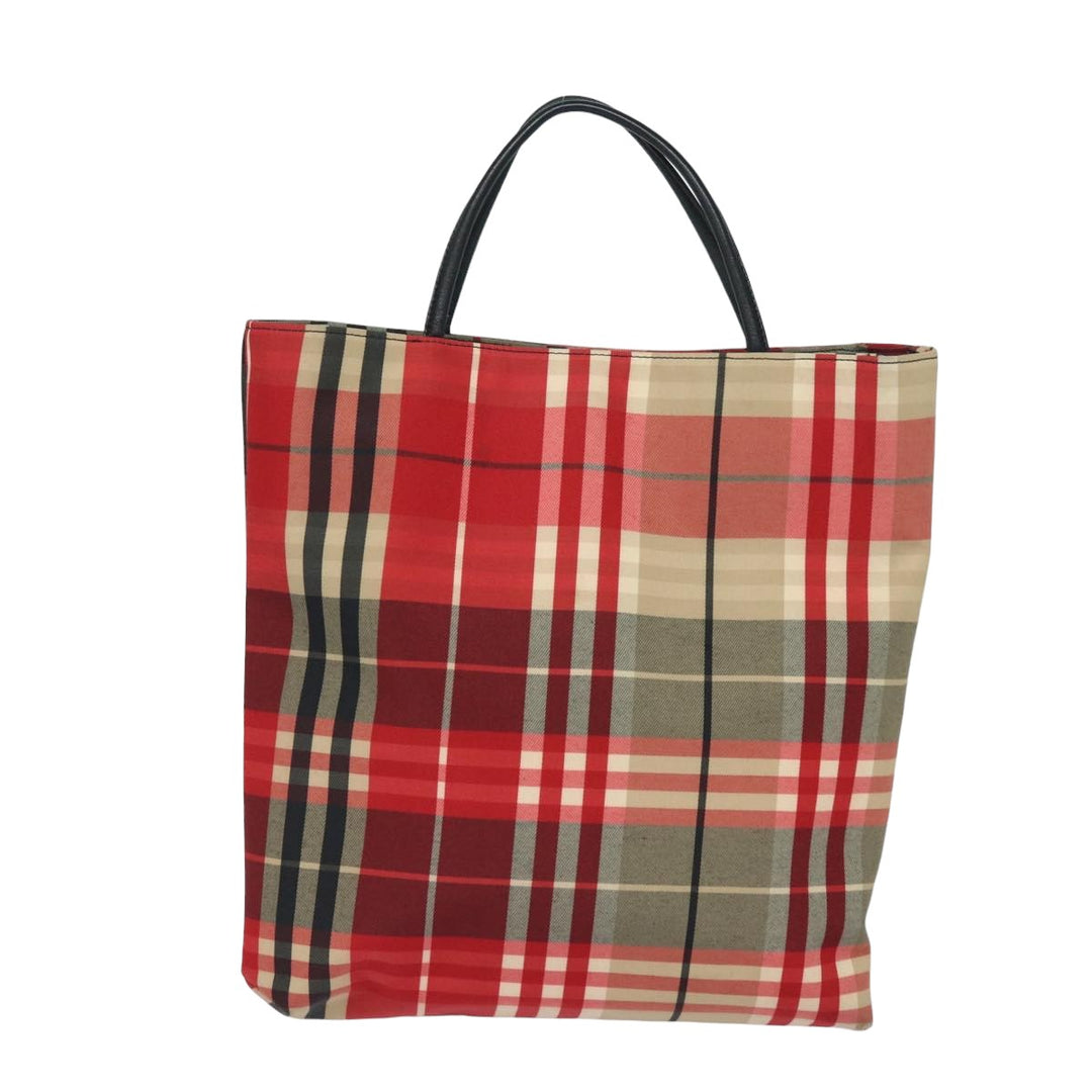 Burberry Nova Check Hand Bag Canvas Red Auth bs15741