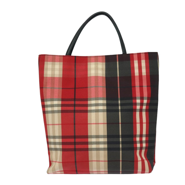 Burberry Nova Check Hand Bag Canvas Red Auth bs15741