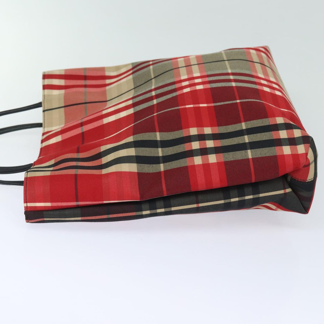 Burberry Nova Check Hand Bag Canvas Red Auth bs15741