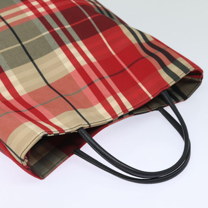 Burberry Nova Check Hand Bag Canvas Red Auth bs15741