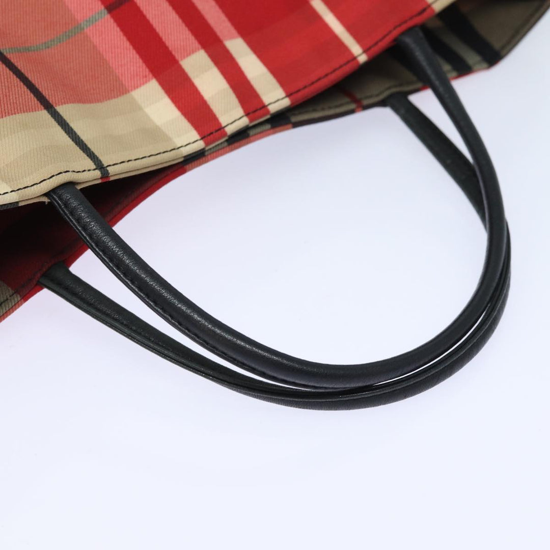Burberry Nova Check Hand Bag Canvas Red Auth bs15741
