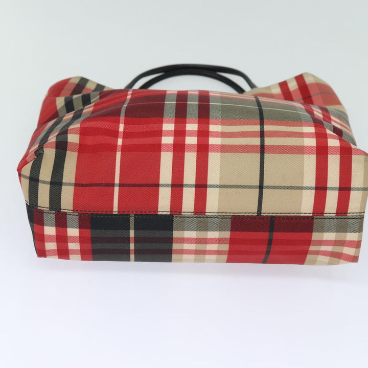 Burberry Nova Check Hand Bag Canvas Red Auth bs15741