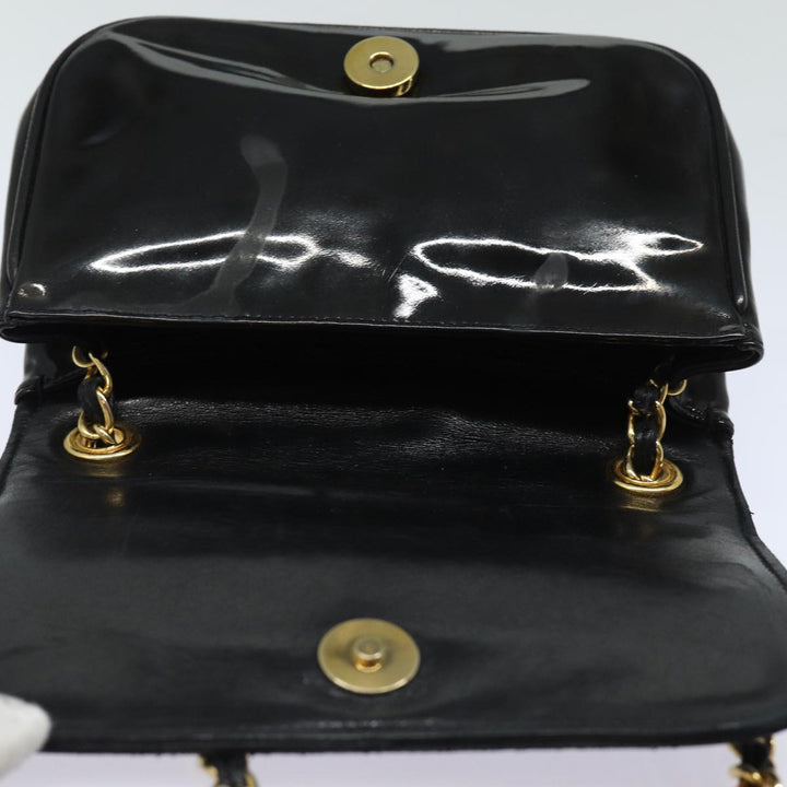Top Quality Chanel COCO Mark Chain Shoulder Bag Enamel Black CC Auth bs15778