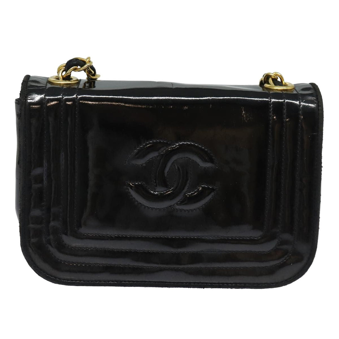 Top Quality Chanel COCO Mark Chain Shoulder Bag Enamel Black CC Auth bs15778