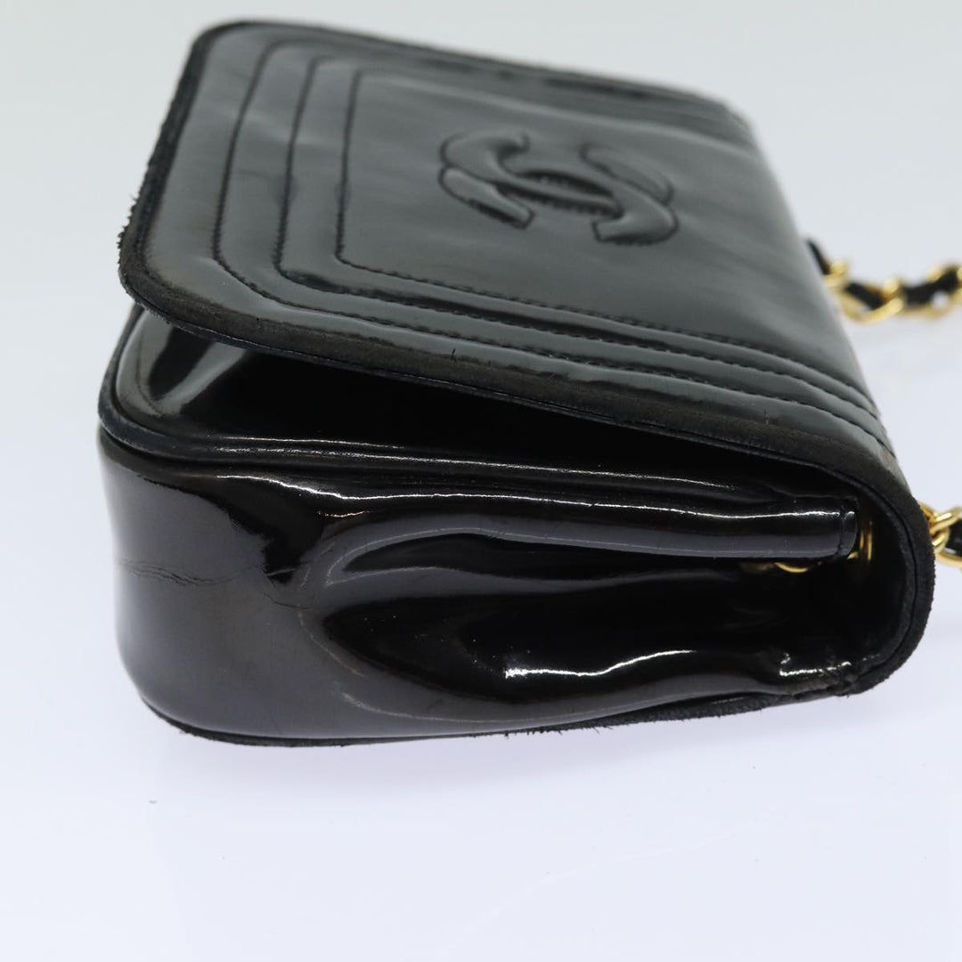 Top Quality Chanel COCO Mark Chain Shoulder Bag Enamel Black CC Auth bs15778