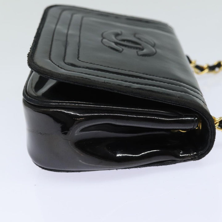 Top Quality Chanel COCO Mark Chain Shoulder Bag Enamel Black CC Auth bs15778