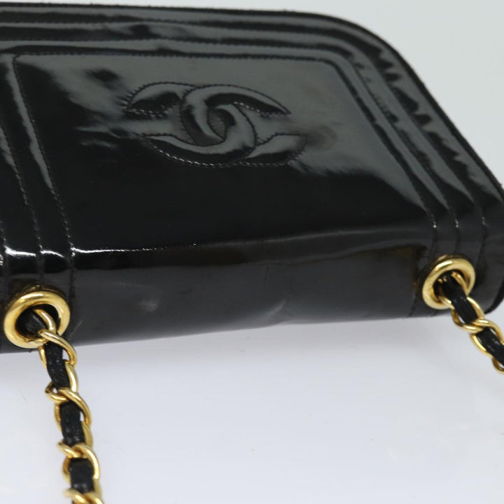 Top Quality Chanel COCO Mark Chain Shoulder Bag Enamel Black CC Auth bs15778