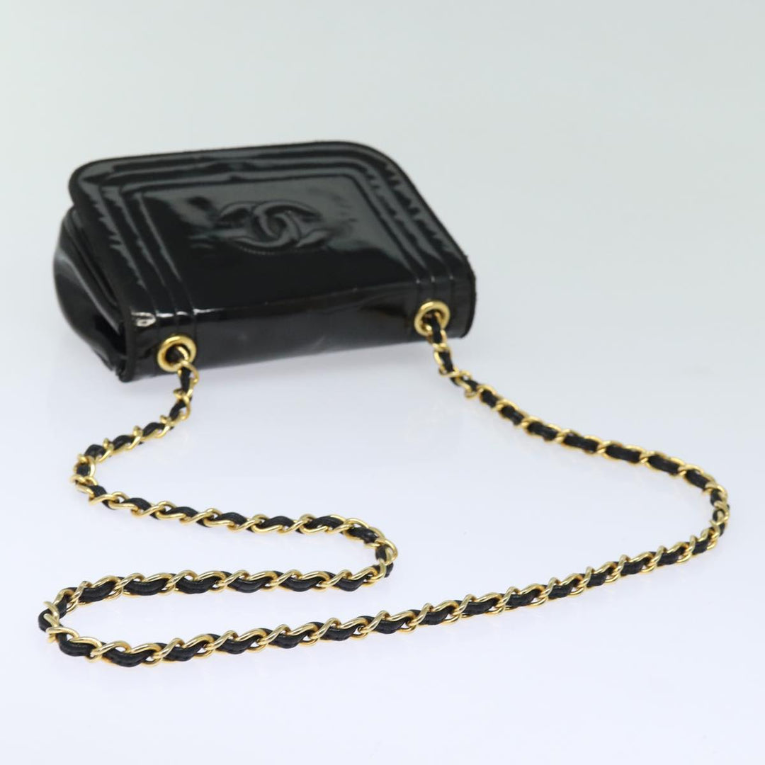 Top Quality Chanel COCO Mark Chain Shoulder Bag Enamel Black CC Auth bs15778