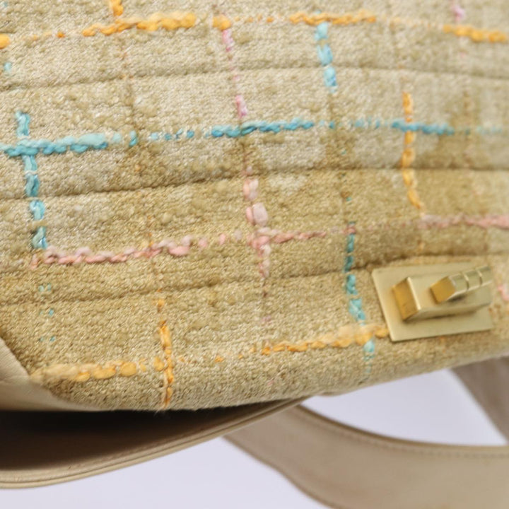 Top Quality Chanel Choco Bar Turn Lock Shoulder Bag Wool Multicolor CC Auth bs15780