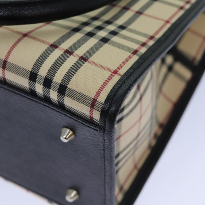 Burberry Nova Check Hand Bag Canvas Beige Auth bs15796
