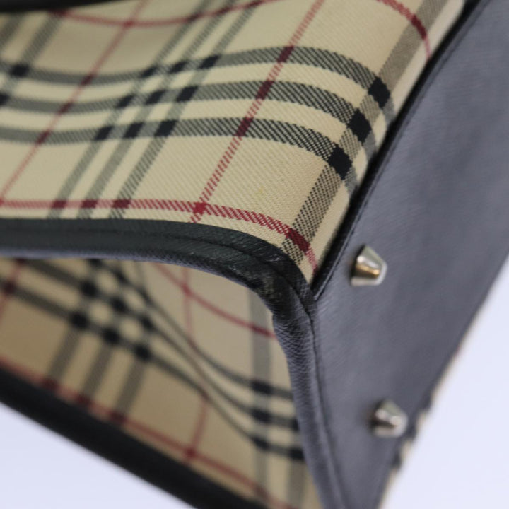 Burberry Nova Check Hand Bag Canvas Beige Auth bs15796