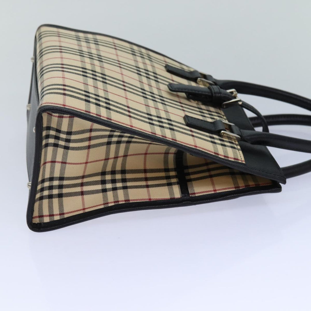 Burberry Nova Check Hand Bag Canvas Beige Auth bs15796