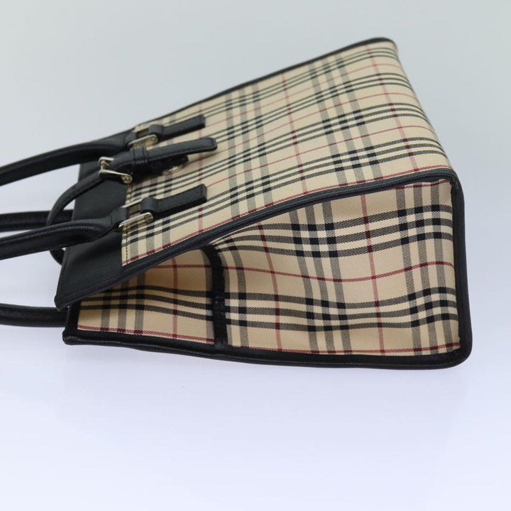 Burberry Nova Check Hand Bag Canvas Beige Auth bs15796