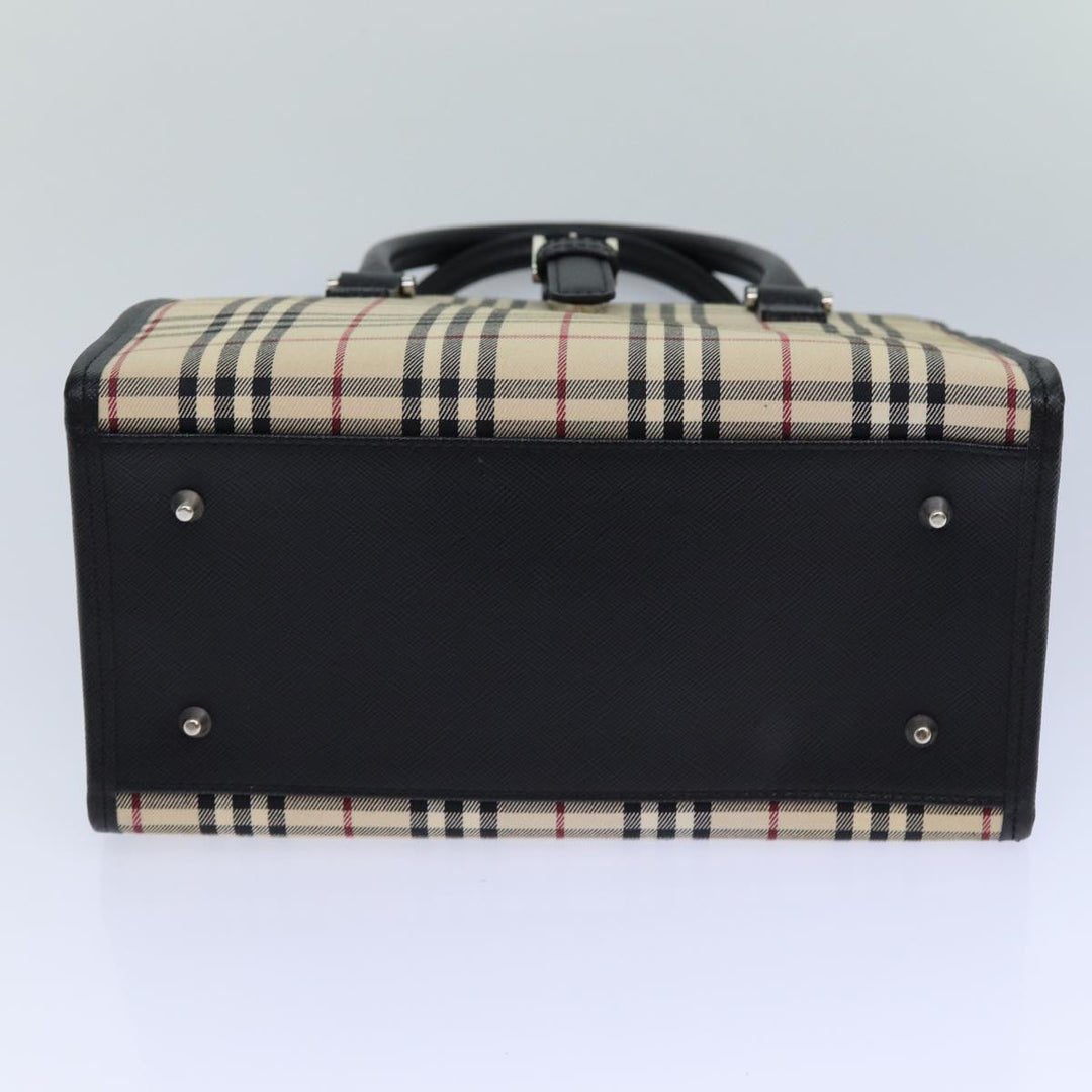 Burberry Nova Check Hand Bag Canvas Beige Auth bs15796