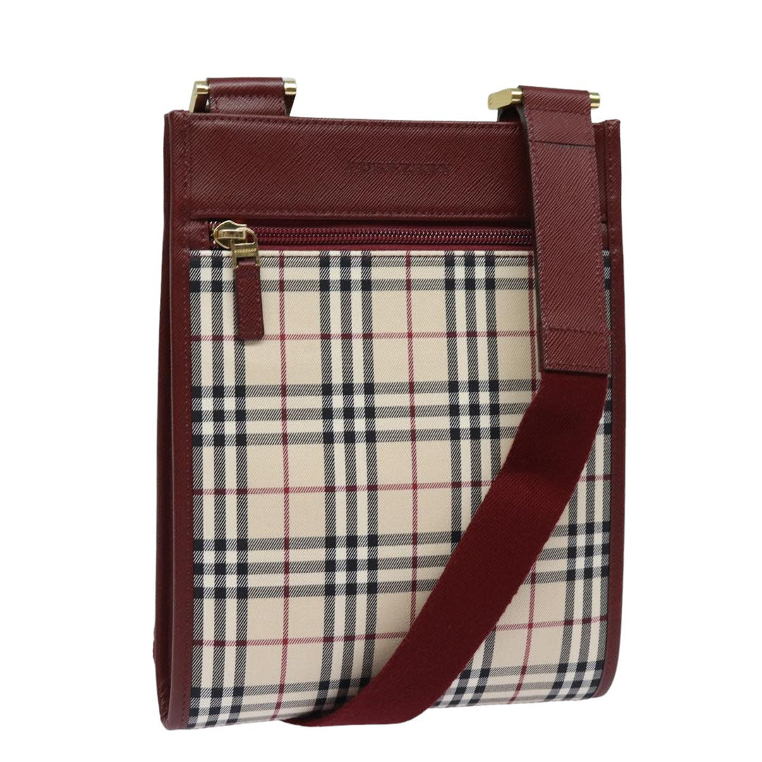 Burberry Nova Check Shoulder Bag Canvas Beige Auth bs15797
