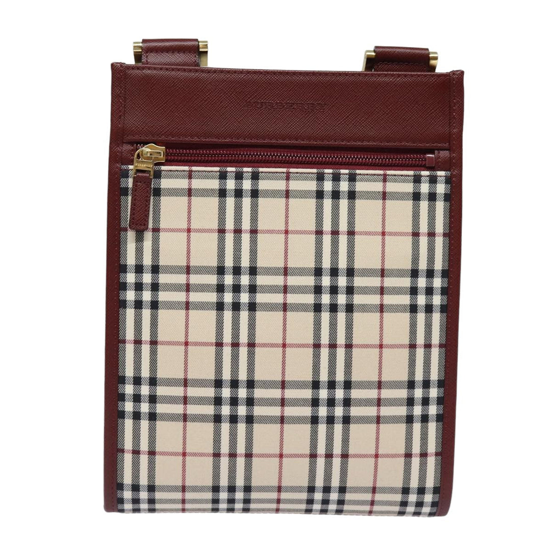 Burberry Nova Check Shoulder Bag Canvas Beige Auth bs15797