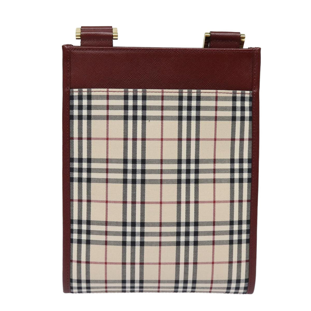 Burberry Nova Check Shoulder Bag Canvas Beige Auth bs15797