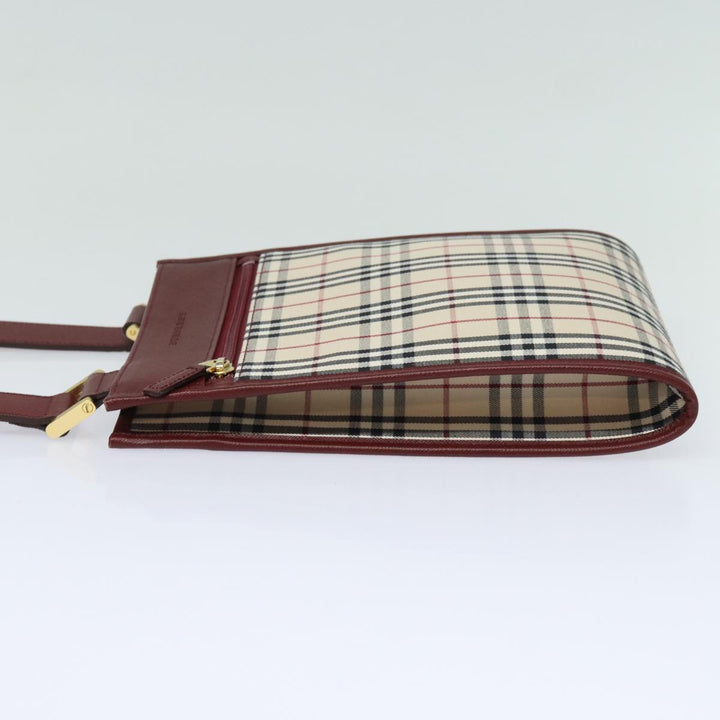 Burberry Nova Check Shoulder Bag Canvas Beige Auth bs15797