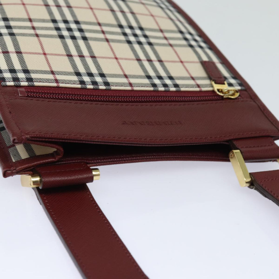 Burberry Nova Check Shoulder Bag Canvas Beige Auth bs15797