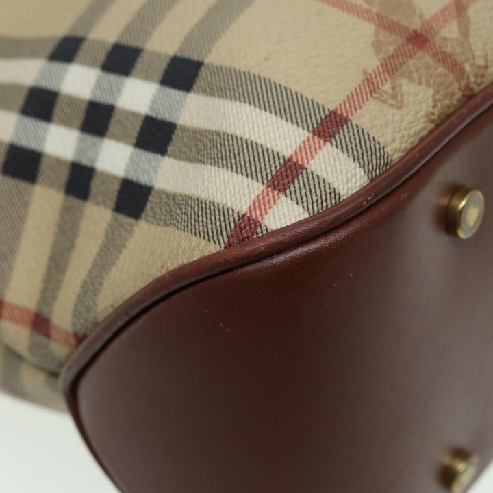 Burberry Nova Check Hand Bag PVC Beige Auth bs15799