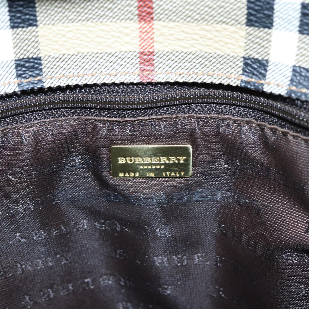Burberry Nova Check Hand Bag PVC Beige Auth bs15799