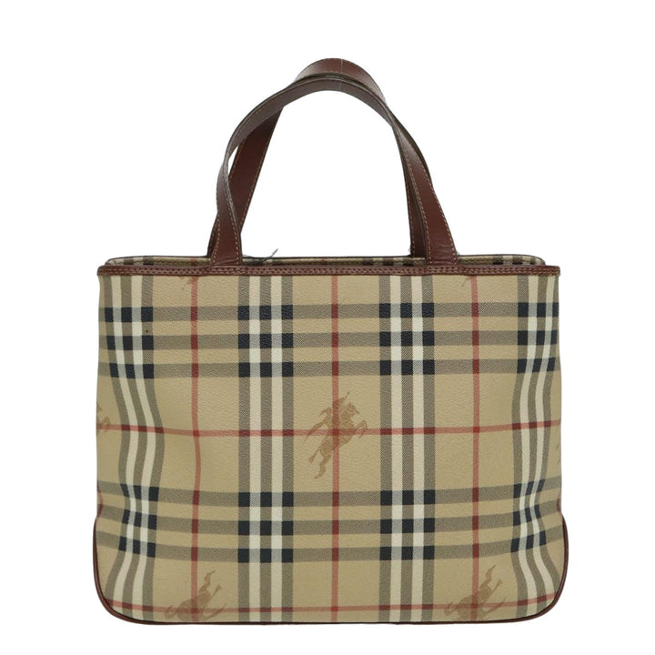Burberry Nova Check Hand Bag PVC Beige Auth bs15799