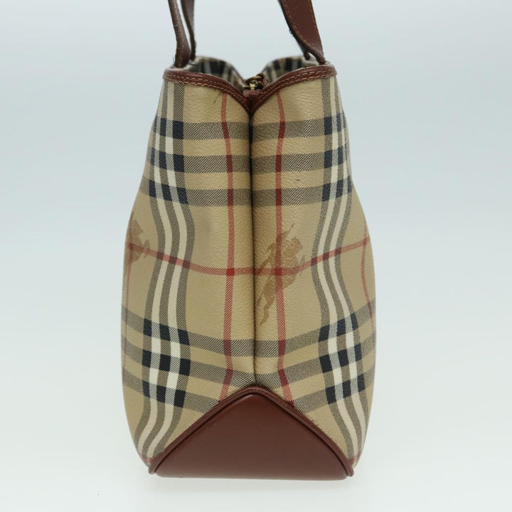 Burberry Nova Check Hand Bag PVC Beige Auth bs15799