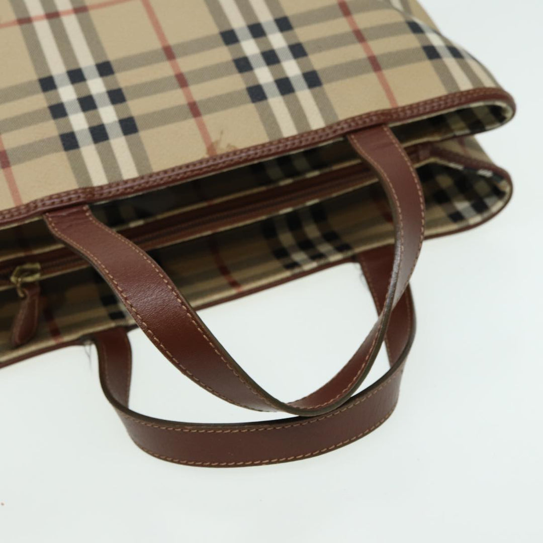 Burberry Nova Check Hand Bag PVC Beige Auth bs15799