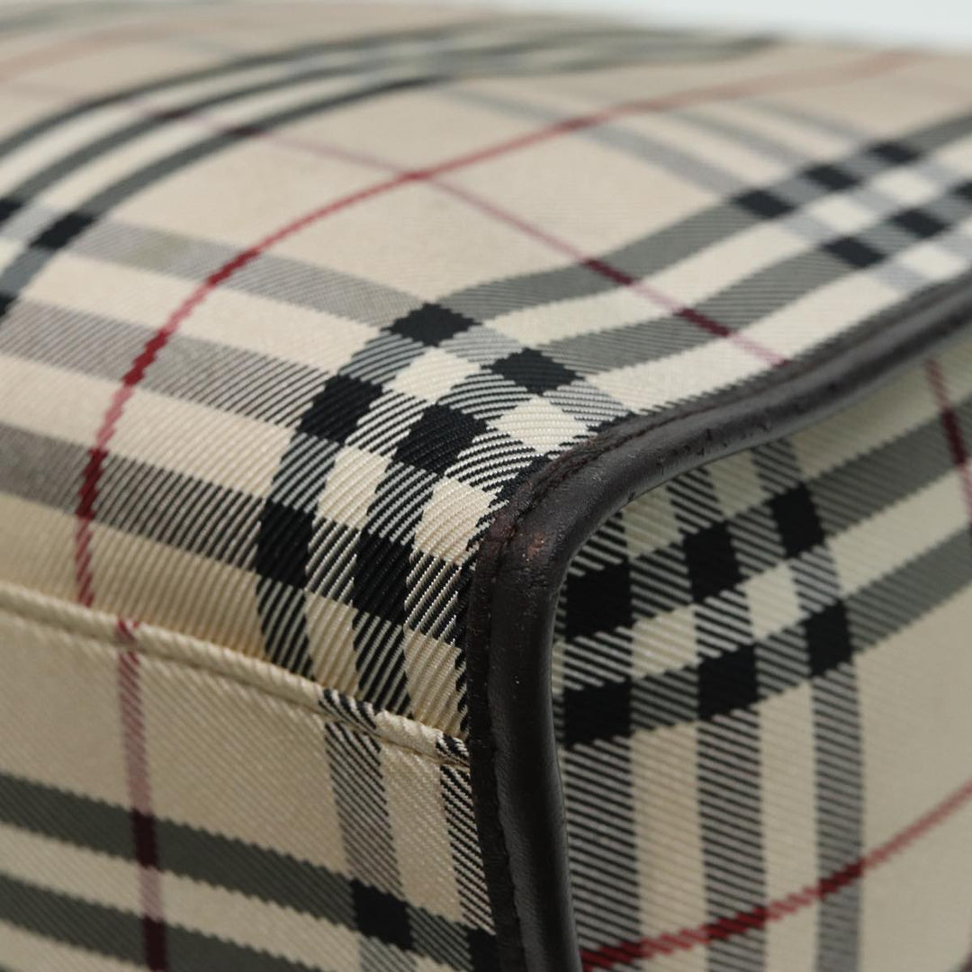 Burberry Nova Check Hand Bag Canvas Beige Dark Brown Auth bs15800