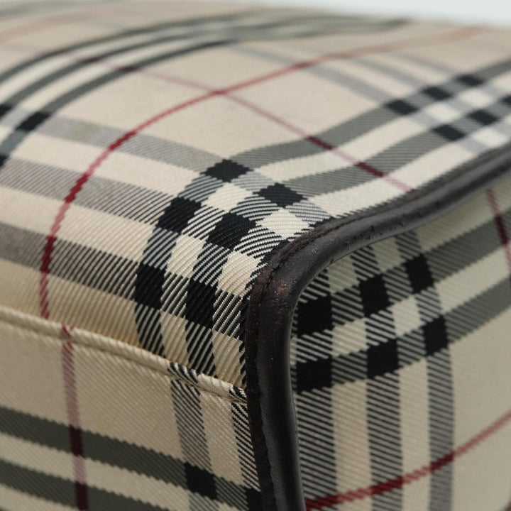 Burberry Nova Check Hand Bag Canvas Beige Dark Brown Auth bs15800