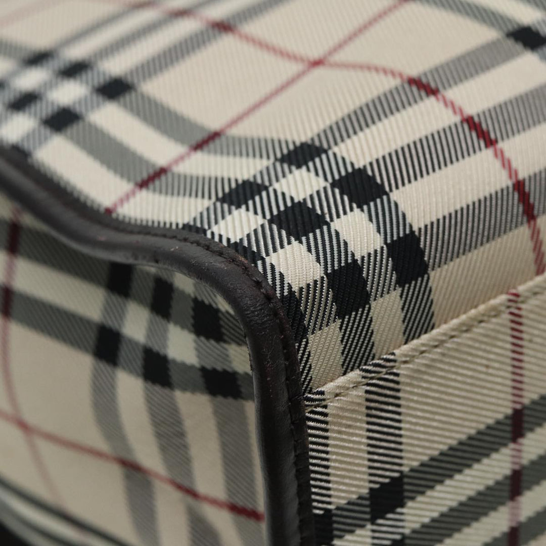 Burberry Nova Check Hand Bag Canvas Beige Dark Brown Auth bs15800