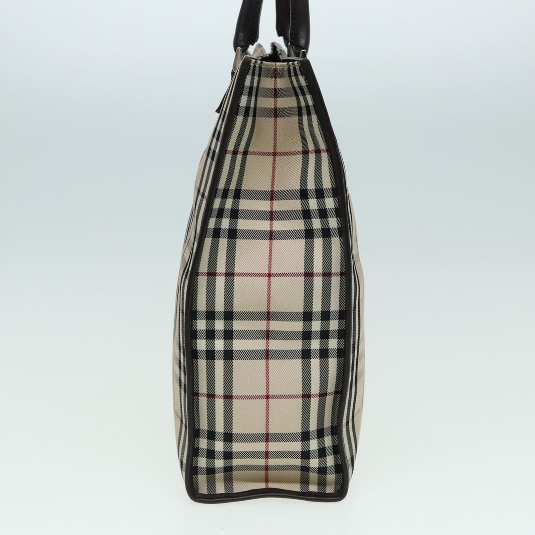 Burberry Nova Check Hand Bag Canvas Beige Dark Brown Auth bs15800
