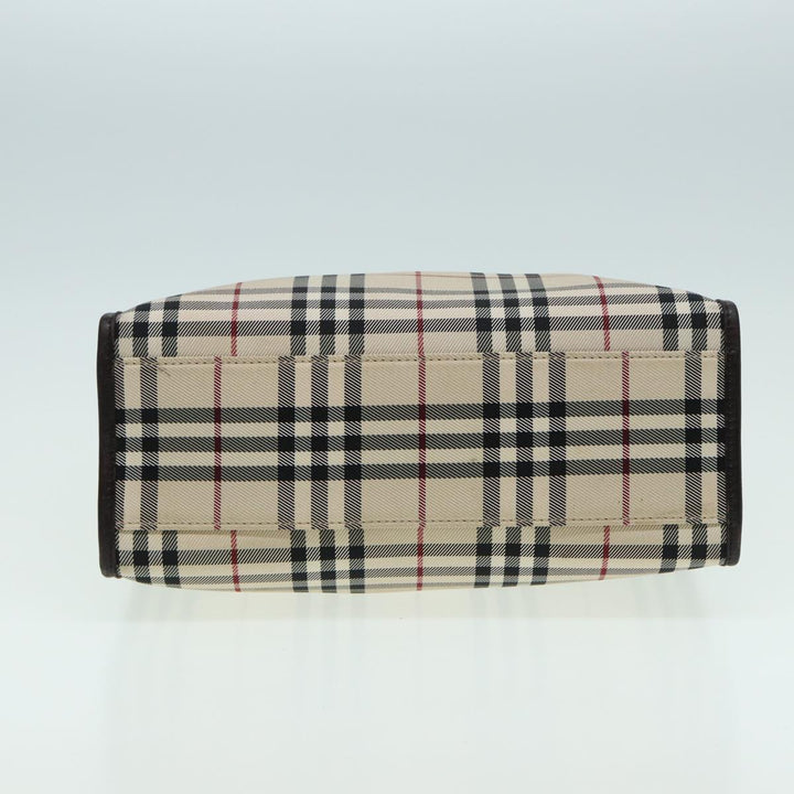 Burberry Nova Check Hand Bag Canvas Beige Dark Brown Auth bs15800