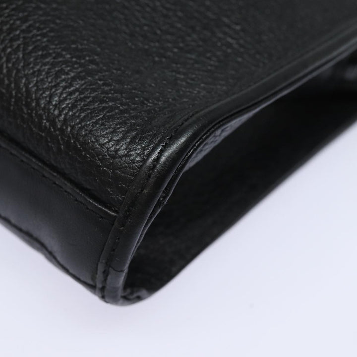 BurberrySs Clutch Bag Leather Black Auth bs15805