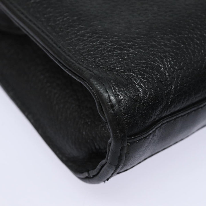 BurberrySs Clutch Bag Leather Black Auth bs15805