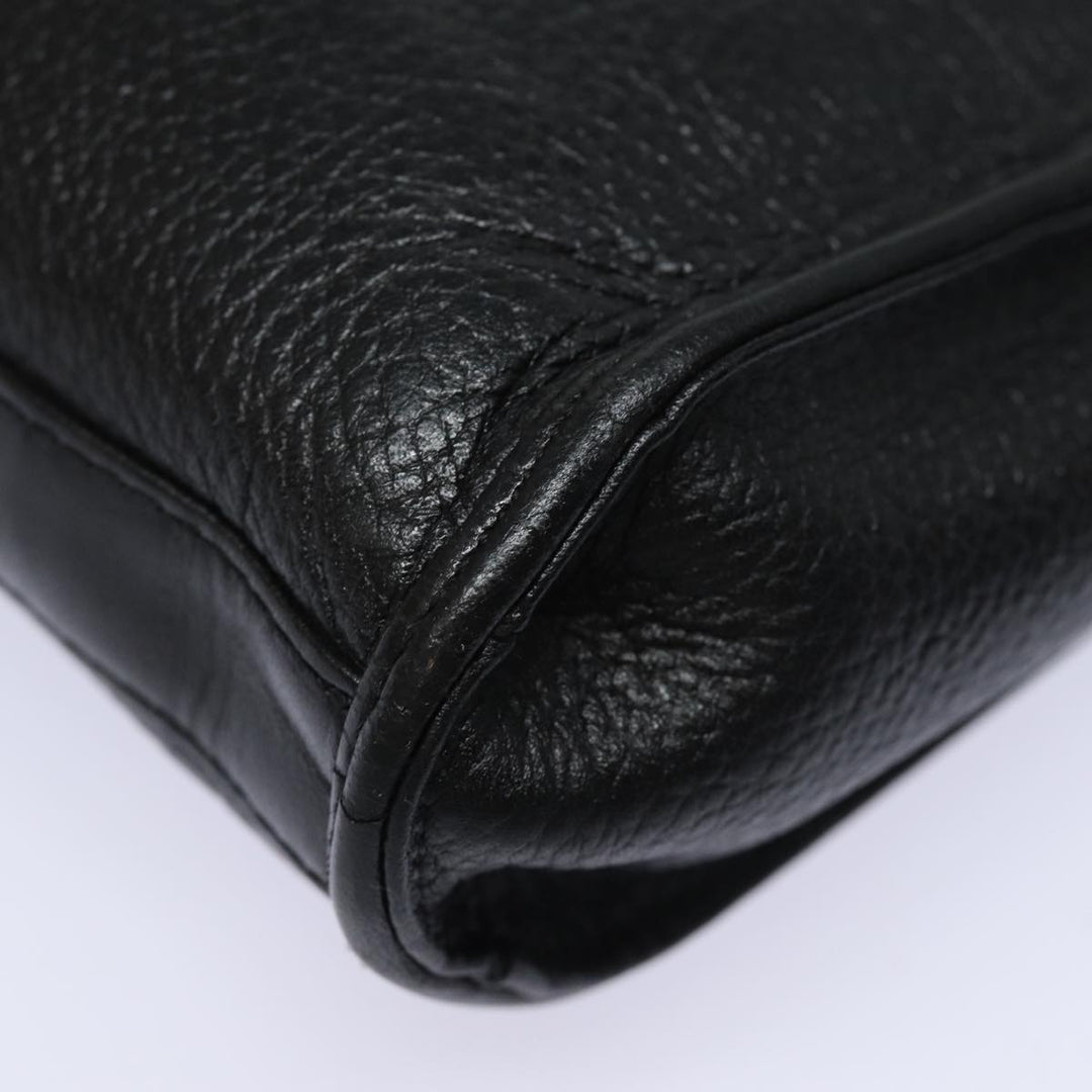 BurberrySs Clutch Bag Leather Black Auth bs15805