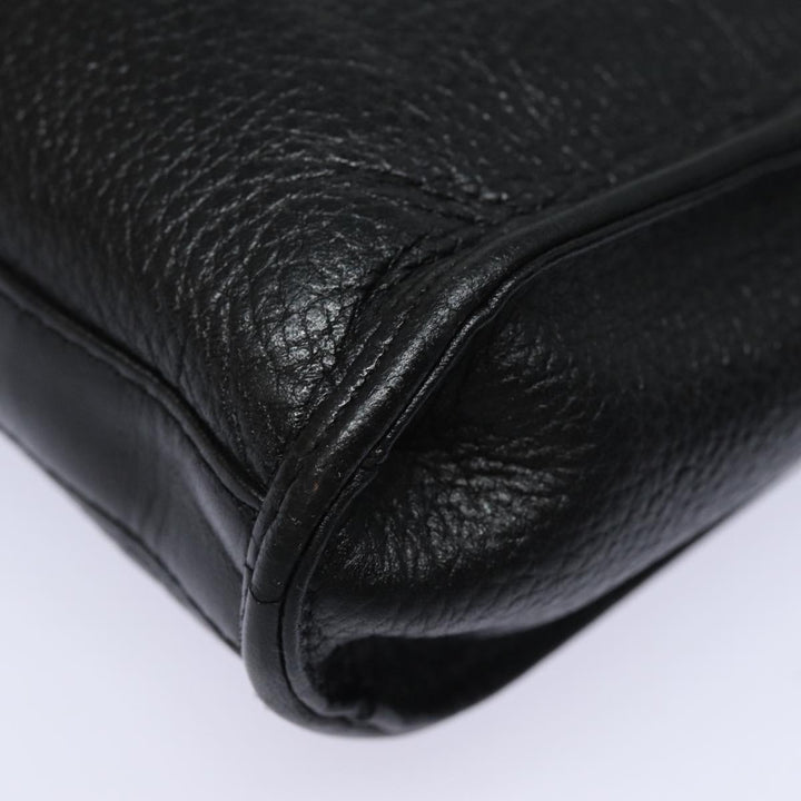 BurberrySs Clutch Bag Leather Black Auth bs15805