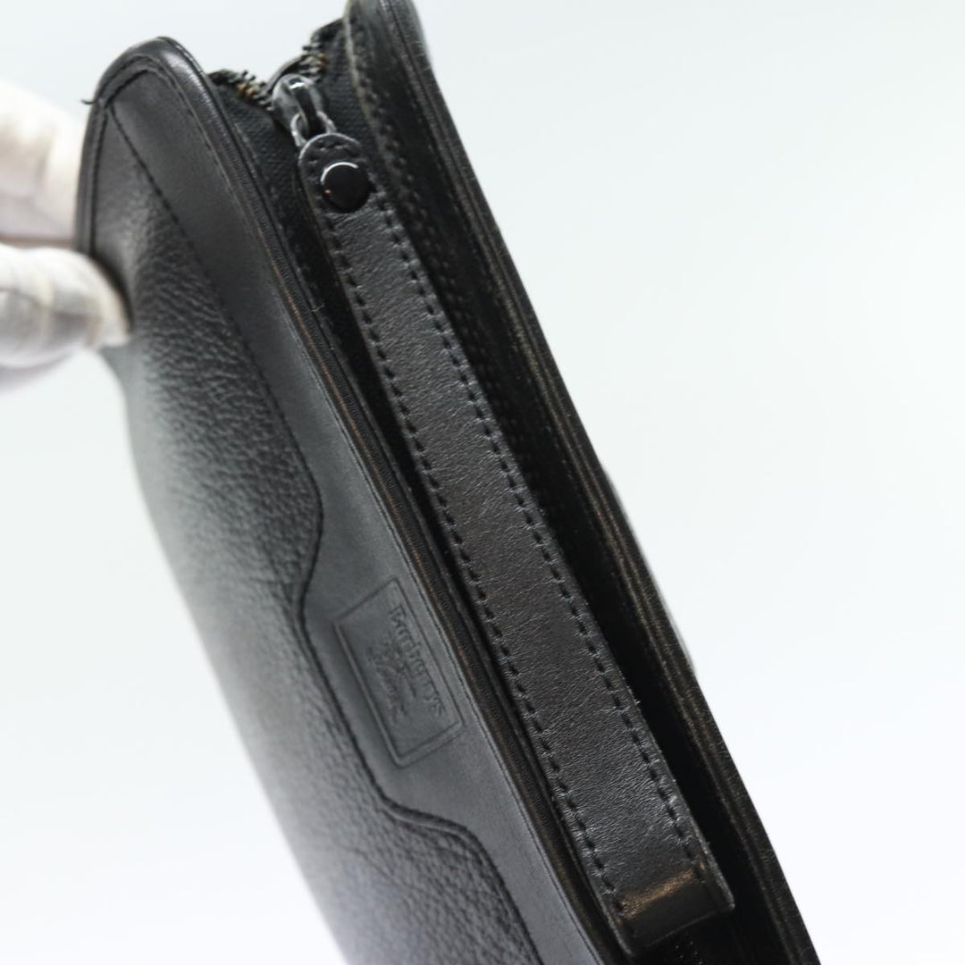 BurberrySs Clutch Bag Leather Black Auth bs15805