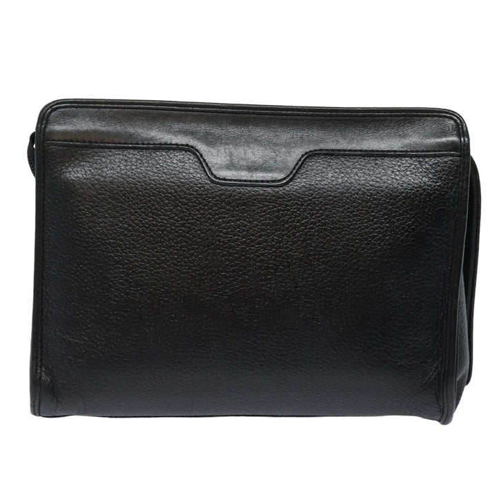BurberrySs Clutch Bag Leather Black Auth bs15805