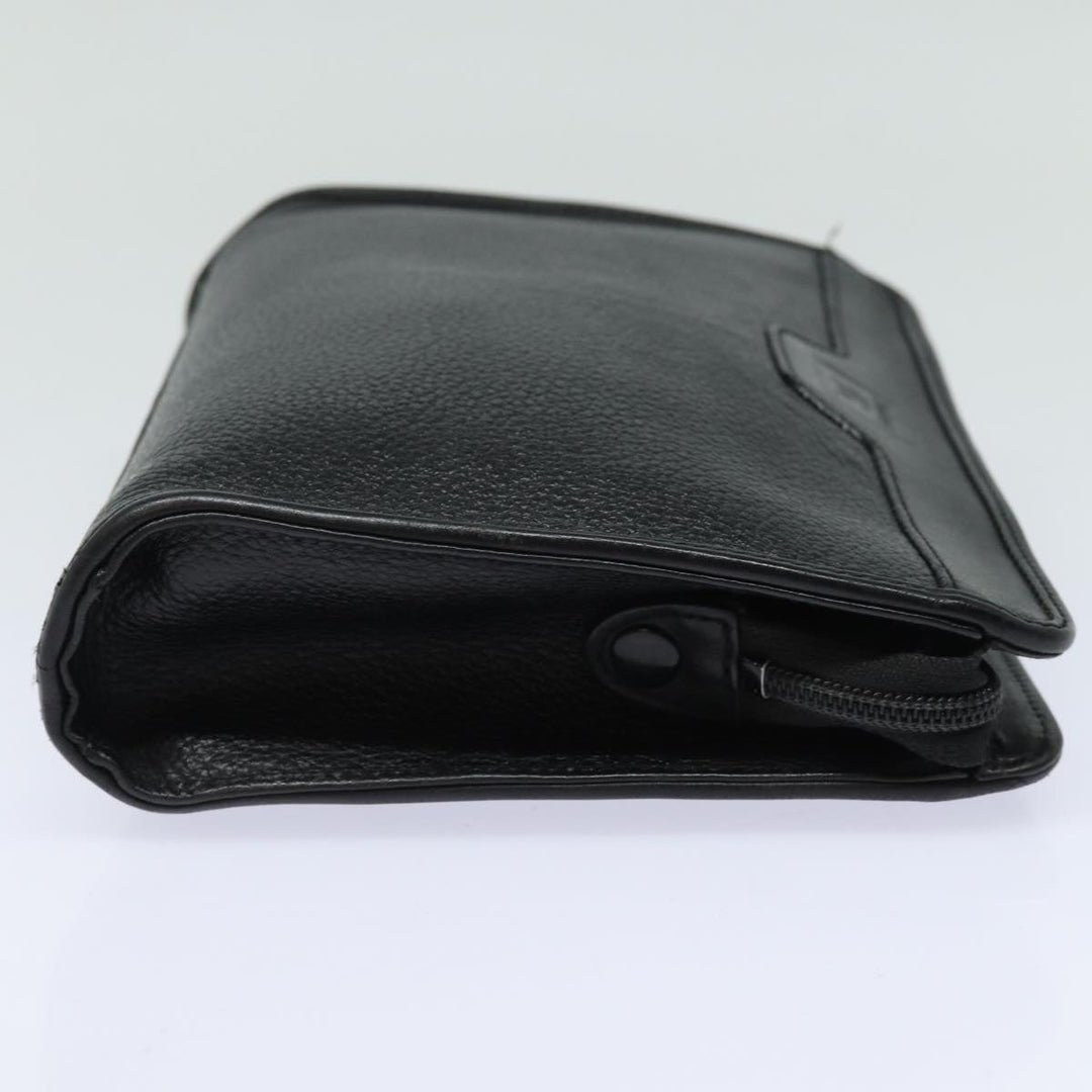 BurberrySs Clutch Bag Leather Black Auth bs15805