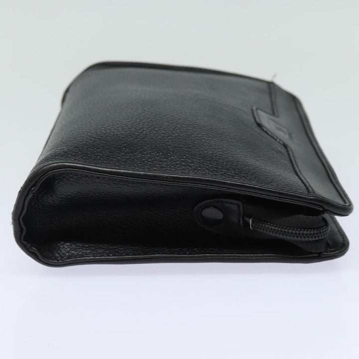 BurberrySs Clutch Bag Leather Black Auth bs15805