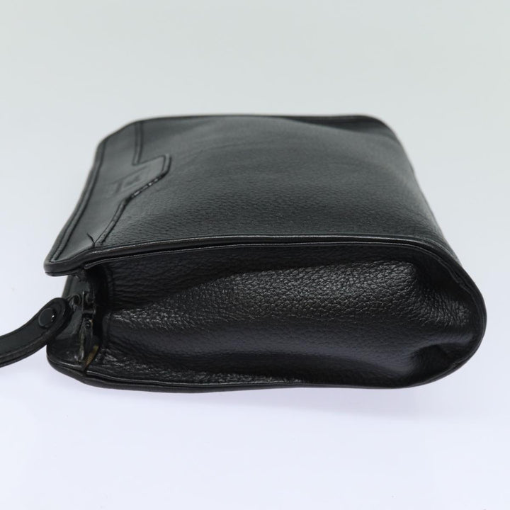 BurberrySs Clutch Bag Leather Black Auth bs15805